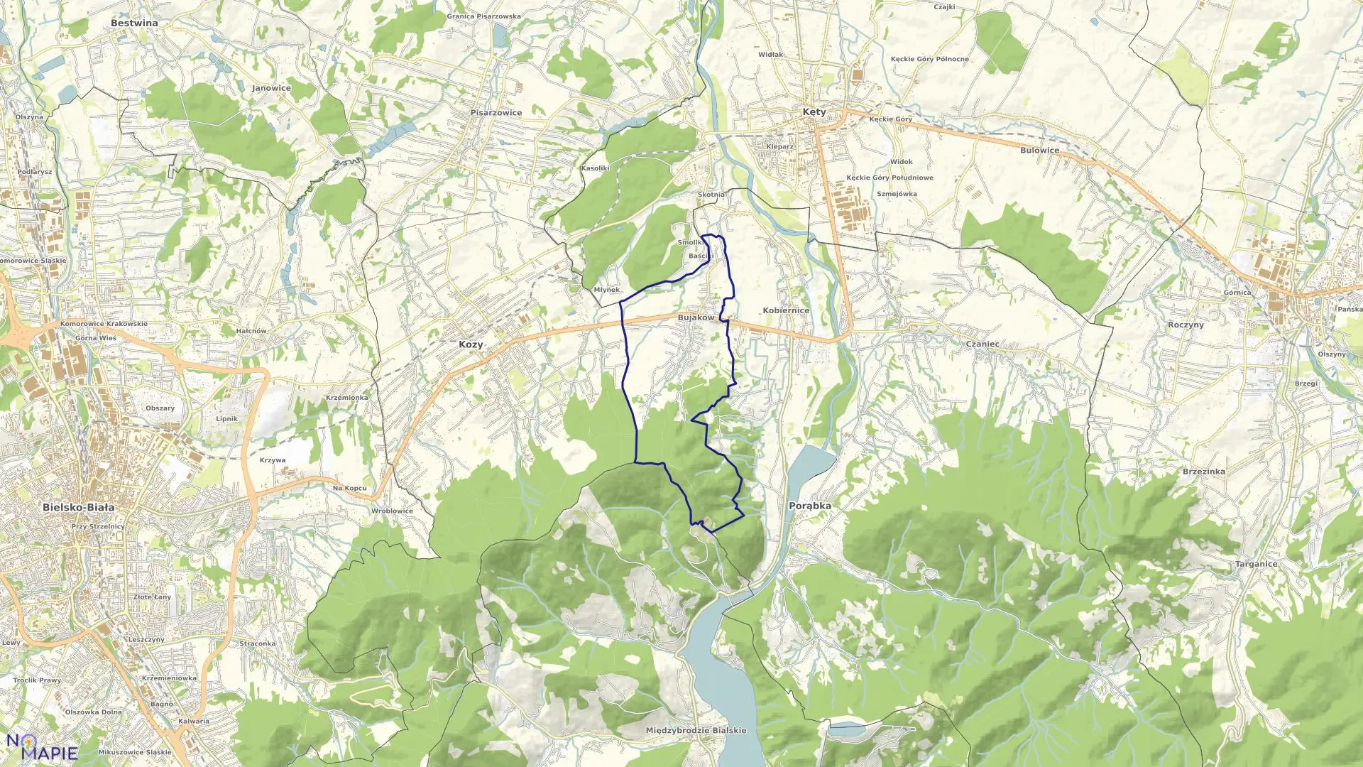 Mapa obrębu BUJAKÓW w gminie Porąbka