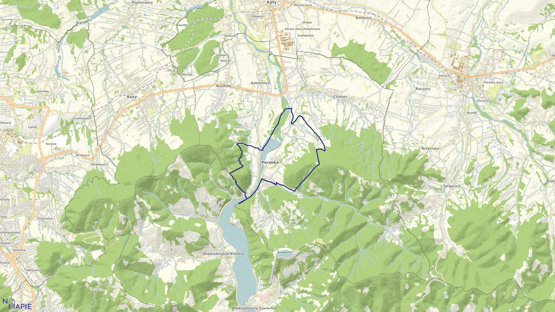 Mapa obrębu PORĄBKA-1 w gminie Porąbka